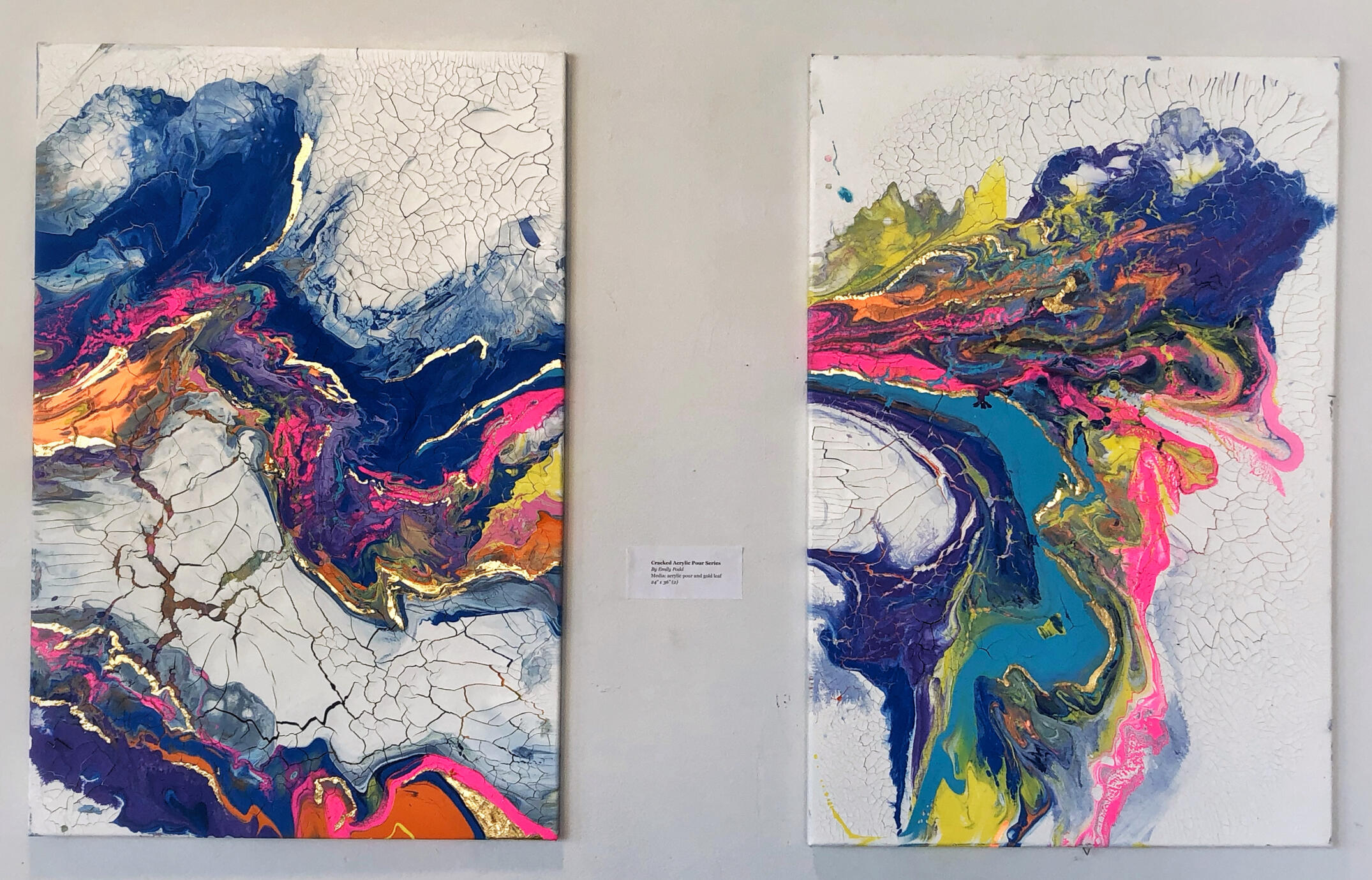 Acrylic Fluid Dynamics Series - two 24" x 36" - 2022